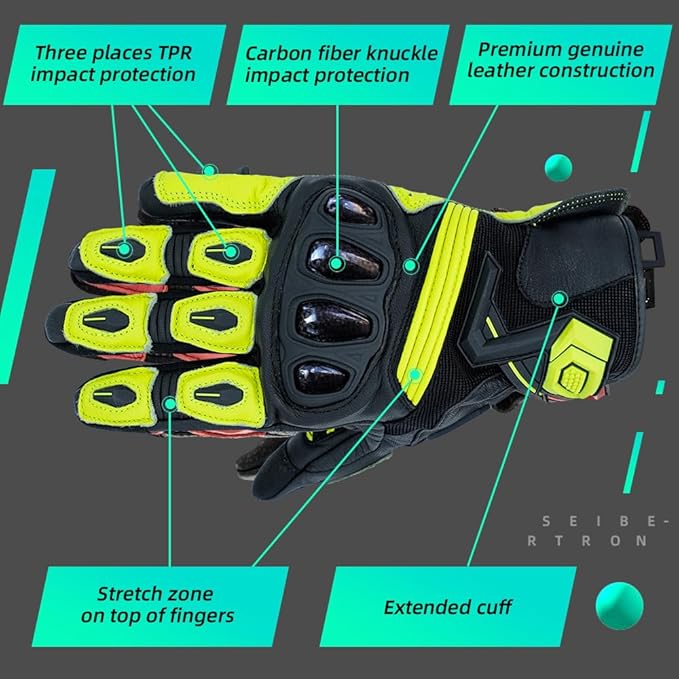 Seibertron SPS Series Touchscreen Motorcycle Motocross BMX ATV MTB Bicycle Cycling Full or Half Finger Gloves Adult and Youth