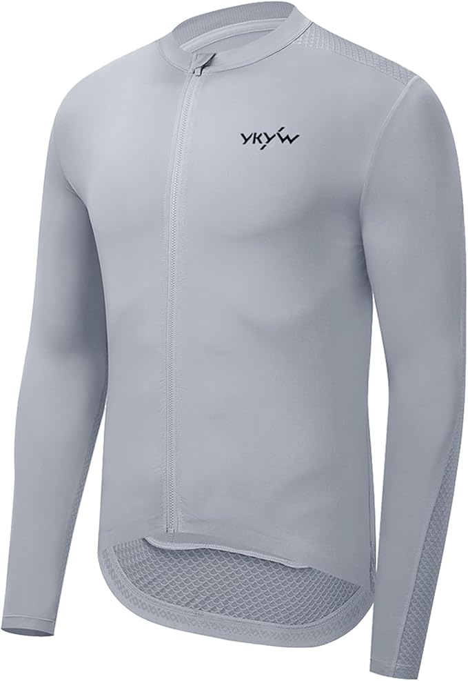 YKYWBIKE Cycling Jersey Men Long Sleeves Bike Jersey with Pockets Biking Shirts for Men Cycling Breathable MTB Biker Shirts