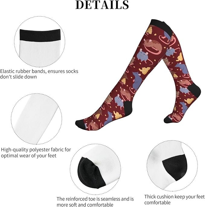 bassyil Compression Socks for Women & Men Circulation 15-20 mmHg Knee High Best Support for Nurses Travel Running Athletic