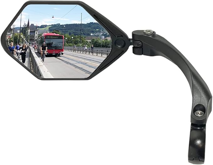 Hafny NEW Handlebar E-Bike Mirror, Large Surface Mirror, HD Automotive Grade Glass, Safe Blast-Resistance, Cycling, (HF-M904-FR01B) (Anti-glare Blue Glass Left)