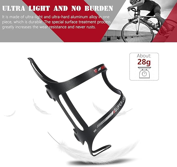 KOOTU Lightweight Bike Water Bottle Cage, Anti Rust Bicycle Water Bottle Holder, Cup Holder for Mountain, Road, Hybrid & Folding Bikes (Red)