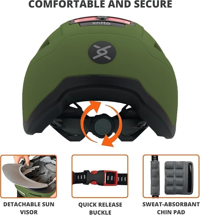 XNITO Bike Helmet with LED Lights - Urban Bicycle Helmet for Adults, Men & Women - CPSC & NTA-8776 Dual Certified - Class 3 E-Bikes, Scooters, Onewheel, Commuter, Mountain
