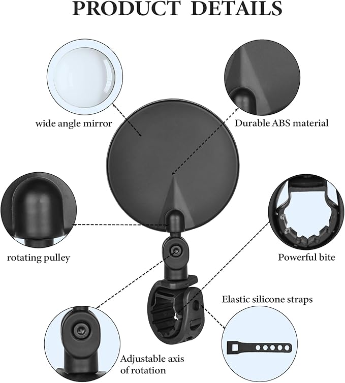 Bike Mirror Bicycle Rear View Mirrors,Rotatable Handlebar Reflectors Foldable Convex Mirror