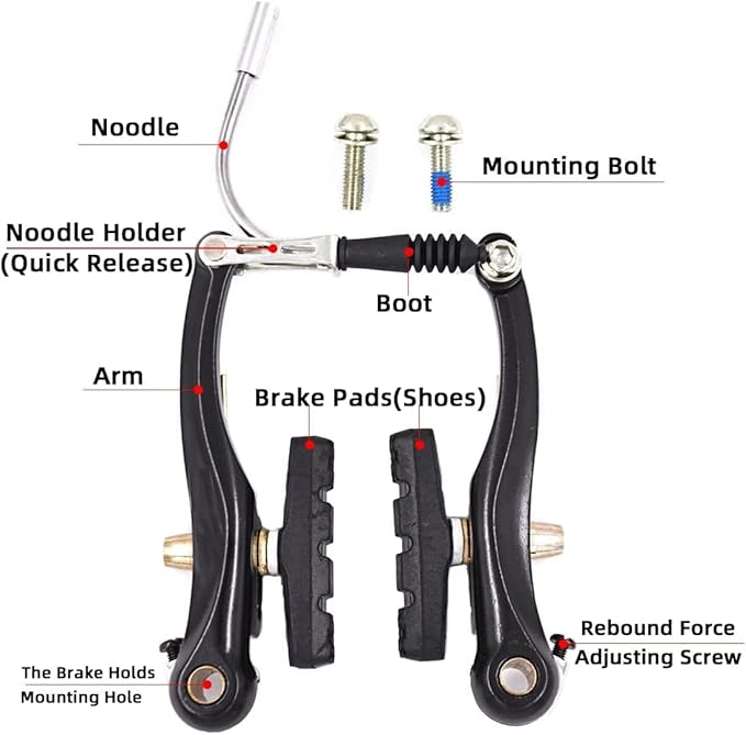 V Brakes, Linear Bicycle Brake Set, Bicycle Brake Levers 2pcs Mountain Bike Brake Handles 2.5 Finger 2.2cm Diameter for Most Bicycle, Road Bike, MTB, BMX, Cycling (Aluminum Alloy, Non-Slip)