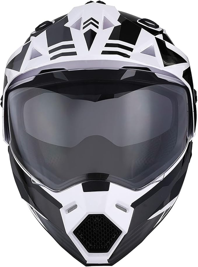 1Storm Youth Kids Dual Sport Dual Visor Motorcycle Motocross Off Road Full Face Helmet Matt Black
