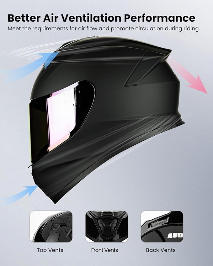 Motorcycle Helmets for Adult Men Women, Full Face Lightweight Street Bike Racing DOT Helmet with Extra Clear Visor Model AU-T801