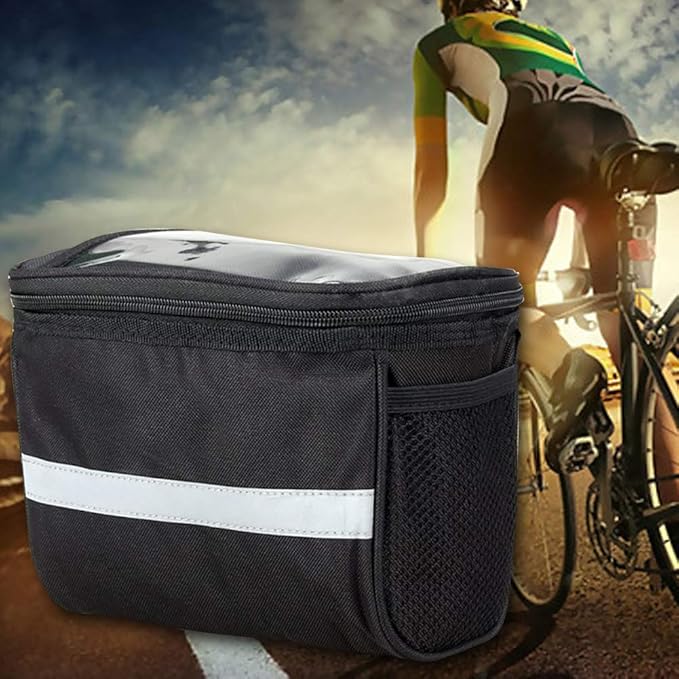 Bike Bags Handlebar Large Capacity Waterproof Bicycle Front Handlebar Storage Bag Cycling Pouch Black