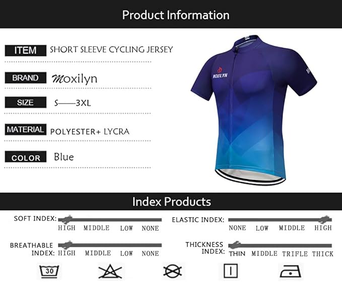 MOXILYN Men's Cycling Jersey Full Zip Riding Clothing Mountain Bike Tops Quick Dry - Bike Shirts