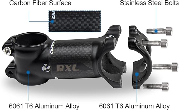 RXL SL MTB Bike Stem 1-1/4"Carbon Fiber+Aluminum Alloy Road Bike Carbon Handlebar Stem 6 Degree Mountain Bike for Cycling 60mm,70mm,80mm,90mm,100mm,110mm,120mm Bicycle Part