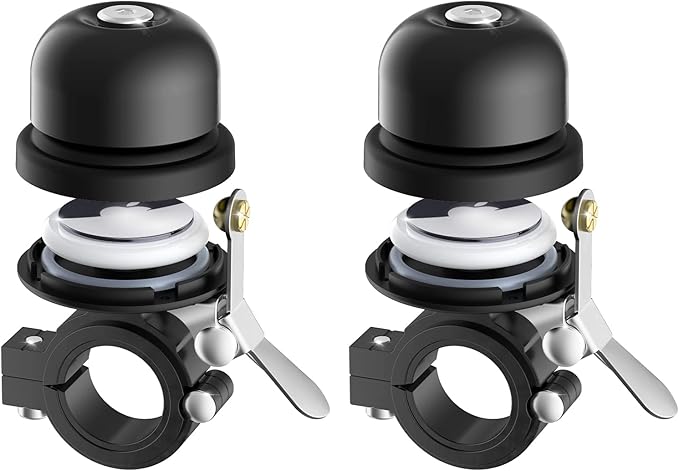 Bicycle Bell for Apple AirTag, Stouchi AirTag Bike Mount GPS Tracker Waterproof Classic Brass Holder Hides Air Tag Under Bike Bell Anti-Theft 2 Sizes for Choice