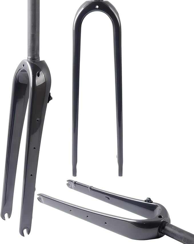 Gravel Carbon Fiber Rigid Fork 700C Carbon Fiber Road Bike Rigid Fork QR 9Mm Disc Brake Thru Axle 1-1/8'' Straight/Tapered Tube Light Bicycles Front Forks