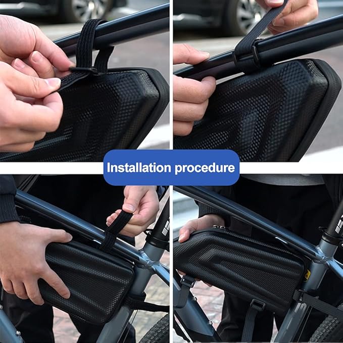 Bike Frame Storage Bag, Universal Waterproof Bicycle Triangle Front Frame Under Top Tube Bag, 2.5 L Narrow Edge Cycling Accessories Pouch for Road Bike MTB Bicycle (COLOR:black)