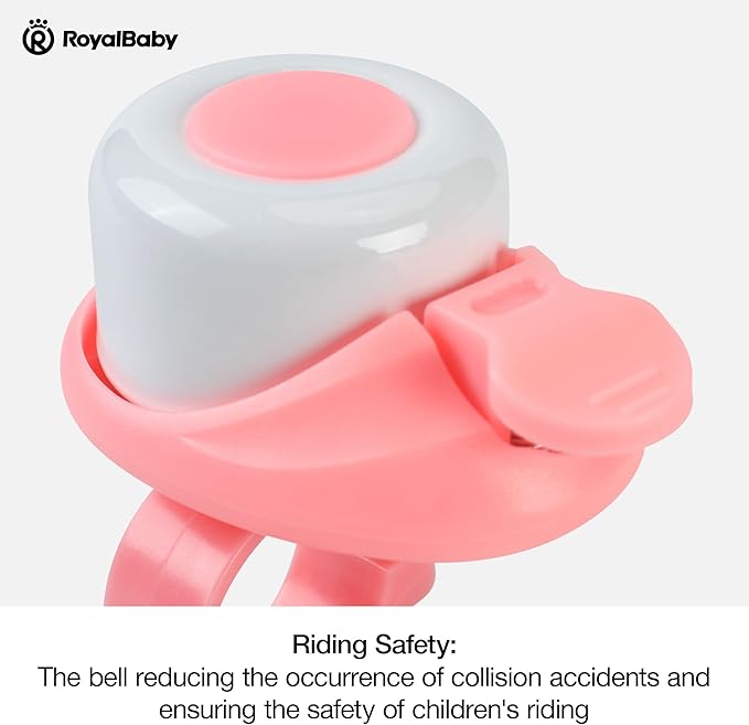RoyalBaby Kids Bike Bell, Bicycle Accessories for Boys and Girls, Easy Installation, Black & Pink