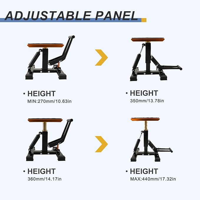 POLARBEAR Dirt Bike Stand Hydraulic Aluminum Jack Stands Vertical Lift CNC, for Dirt Bike/ATV/ADV/Rally Maintenance, Motorcycle Dirtbike Engine Stand with 1200Lbs Capacity(Orange)