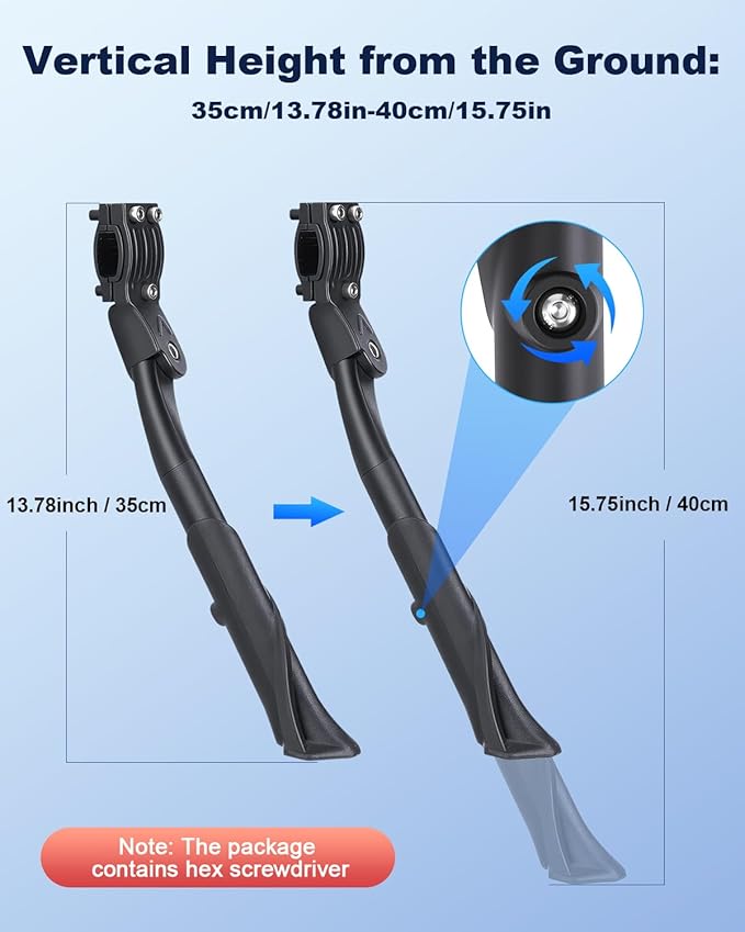 Bike Kickstand Adjustable for Adult Bikes 24-29 Inch, Bicycle kickstand Aluminium Alloy, Anti-Slip Foot Pad Bike Stand Leg, Fits Mountain Bike, Commuter & Cargo Bicycle