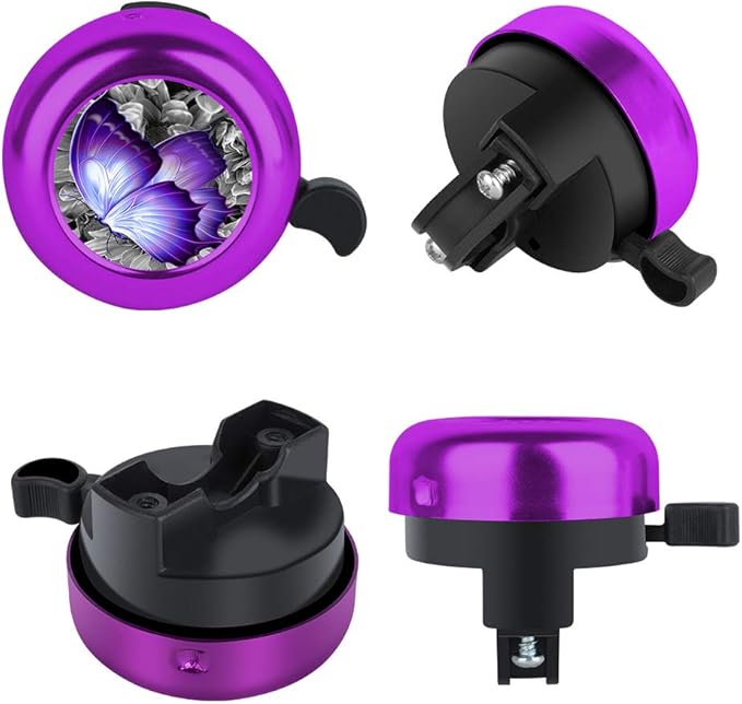 Bicycle Bell Aluminum Bike Bell Cute Loud Crisp Clear Sound Bicycle Bike Bell for Adults Kids Girls Boys 5 Colors (Butterfly)