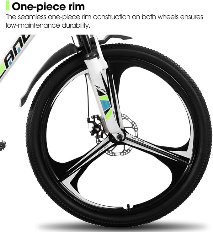 HILAND 26" MTB Mountain Bike for Men Women Adults, 18-Speed, Disc Brake, Lightweight Aluminum Frame, 3/6 Spoke Wheel