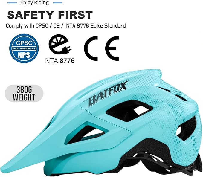 BATFOX NTA 8776 E-Bike & Mountain Bike Helmet for Adults Youth, E-MTB Cycling Helmet for Men Women (52-60CM)