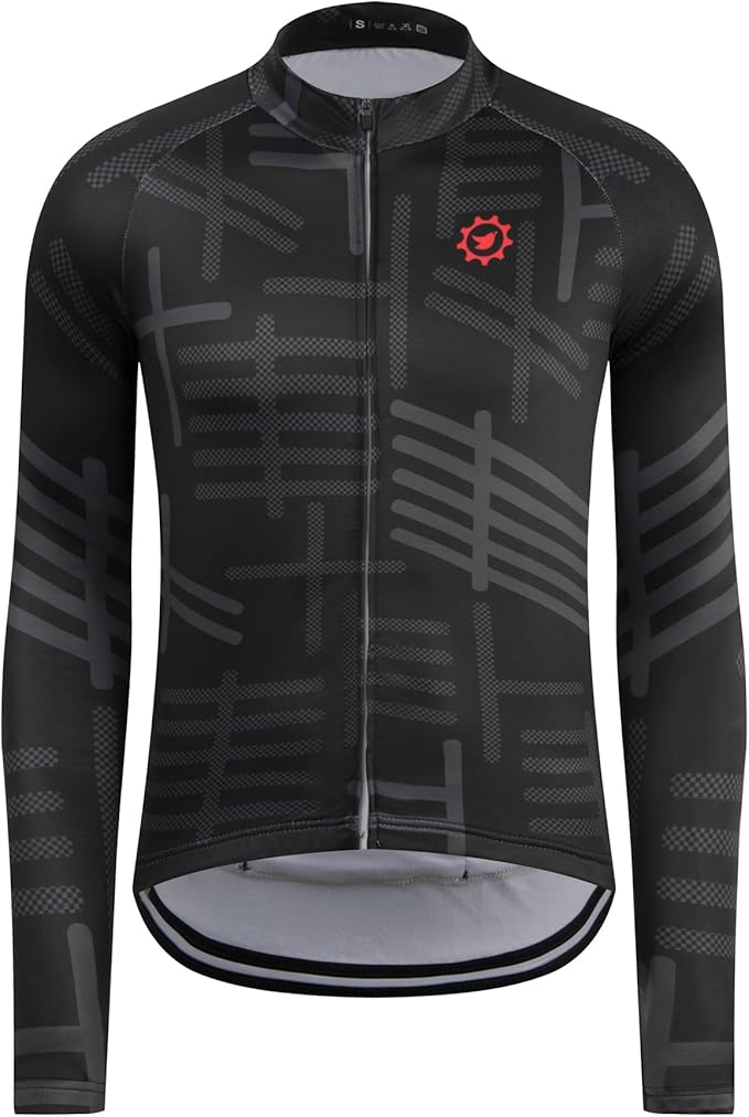 GCRFL Men's Cycling Jersey Long Sleeve Biking Shirt with 3+1 Zipper Pocket Breathable Quick Dry Bicycle Jersey