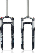 ZTZ 26 x 4.0 inch Fat Tyre MTB Suspension Fork - 100 mm Travel, 135 mm Spacing Hub, 9 mm QR, Manual Lockout Oil Spring Mountain Bike Front Fork, Ideal for Snow Beach XC Mountain Bikes