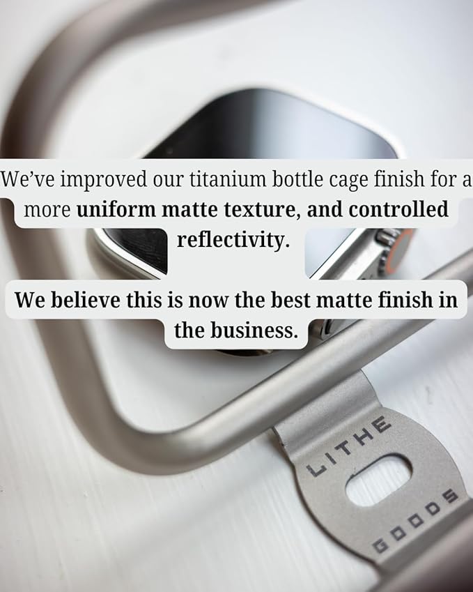 LITHE GOODS Titanium Water Bottle Cage for Bikes, Ti Screws Included (Lighter Weight)