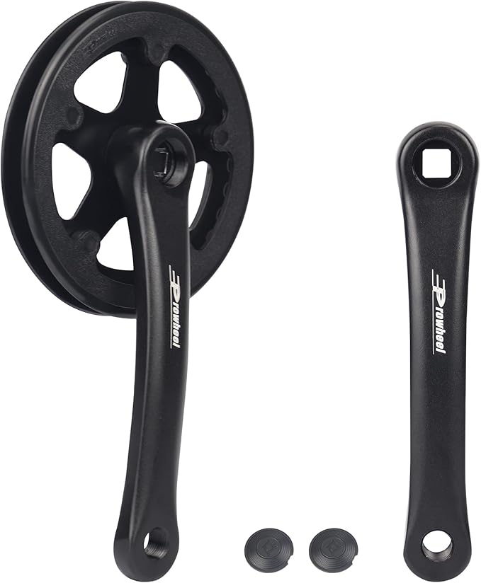 WEEROCK Prowheel Bike Crankset 1 Piece/Single 32T Charing Crank Set with 170mm Arm and Doulbe Chain Covers for Bicycle MTB, Folding Bikes, Compatible with 6/7/8/9/10 Speeds Freewheel