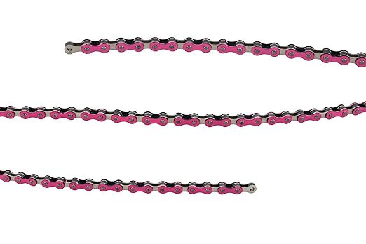 Bicycle Chain, 116 Links, 1/2 x 1/8 inches, Steel Single Speed with Magic Buckle, for Fixed Gear Bikes, Commuter Bikes, MTB (Pink)