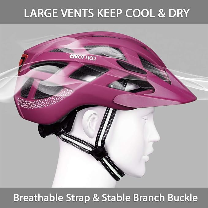 Adult-Men-Women Bike Helmet with Light - Mountain Road Bicycle Helmet with Replacement Pads & Detachable Visor