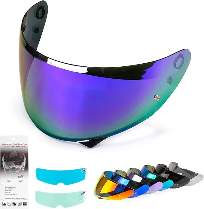 XINGWU Motorcycle Helmet Visor Replacement for Tinted C10 Helmet Visor with Anti-fog Rainproof Film UV Protection Face Shield (Deep Purple)