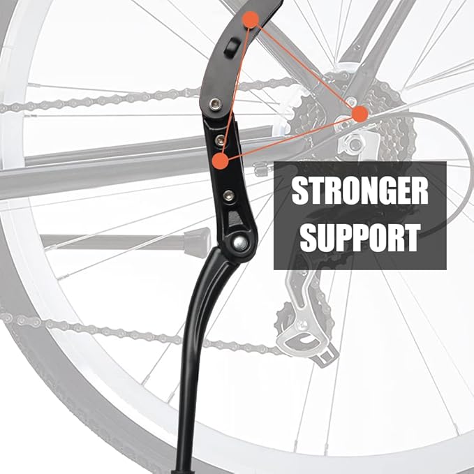Adjustable Aluminium Alloy Bicycle Kickstand - Fit for 22-24-26-28 inch Mountain/Road/BMX/MTB Bike (Three-support)