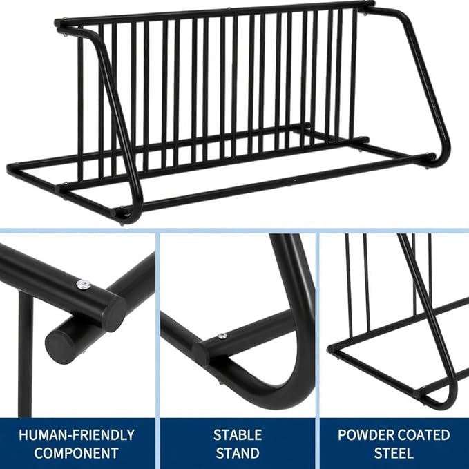 10-Bike Commercial Floor Rack, Heavy Duty Powder-Coated Steel Grid Organizer, Freestanding Double-Sided Storage for Garages/Storefronts/Schools