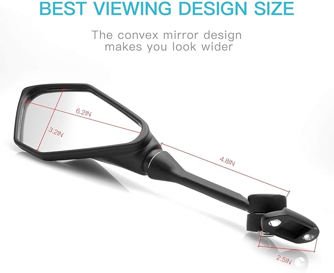 MZS Racing Motorcycle Mirrors, Rear View Side Fairing Mirror Black Compatible with EX 500 2024 / ZX6R ZX-6R 2013-2022 / EX300 ABS 2013-2018 / EX 400 650 2018-2023 / CBR650R 2019-2023 / FZ6R 2009-2017