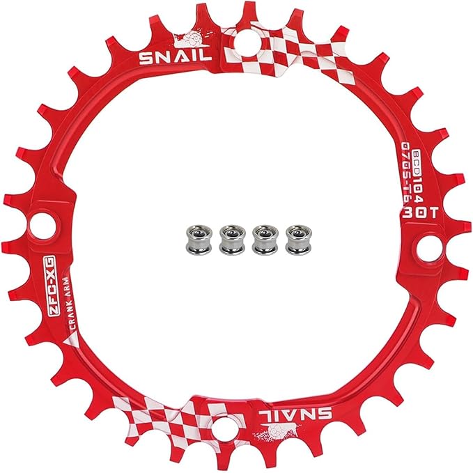 FOMTOR 104 BCD Chainring (30-52T) 7-12 Speed Compatible CNC 7075 Aluminum Narrow Wide Tooth Round Oval Chainrings for MTB/Road Bike Ebike Chainwheel Black/Red