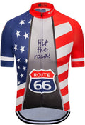 Cycling Jersey Short Sleeve USA Style Bike Tops with Pocket Reflective Stripe