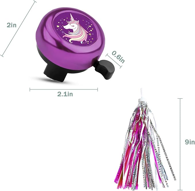 Kids Bike Bell with 2 Pcs Bike Streamers for Girls, Cute Children's Bicycle Accessories
