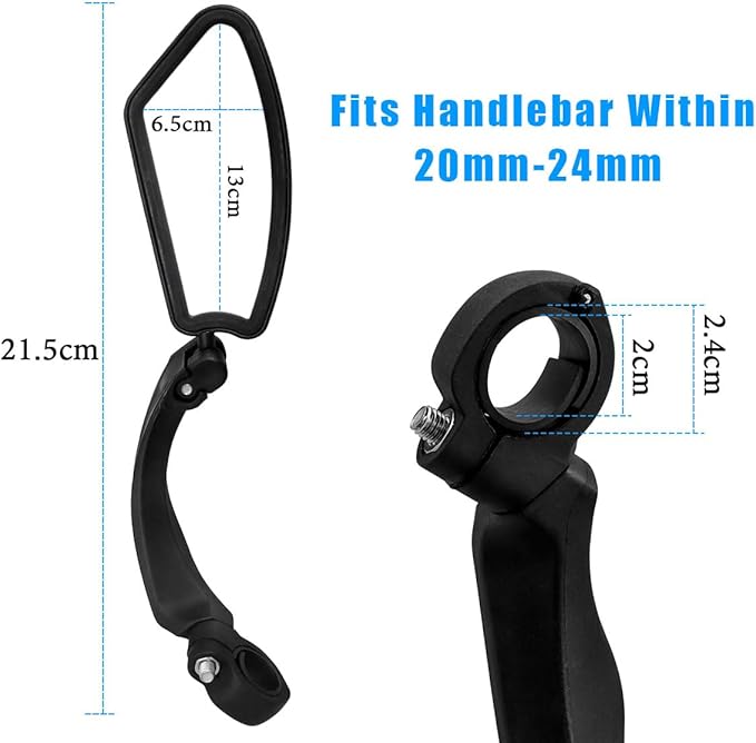 2 Pcs Bike Mirror Handlebar Mount, 360° Adjustable Bicycle Mirrors for Handlebars, HD Glass Rearview Bike Mirrors for Mountain, Road, City, and Electric Bikes
