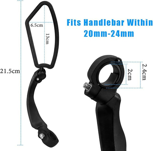 2 Pcs Bike Mirror Handlebar Mount, 360° Adjustable Bicycle Mirrors for Handlebars, HD Glass Rearview Bike Mirrors for Mountain, Road, City, and Electric Bikes