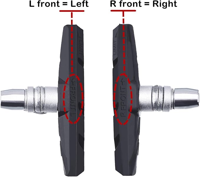 Hotop 2 Pairs V Bike Brake Pads with Hex Nuts and Spacers V Bicycle Brake Blocks Set 70 mm