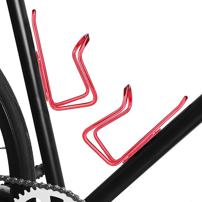 FiveBox Bike Water Bottle Cage, 2Pack Cycling Bicycle Water Bottle Cage Holder Bracket for Mountain Bike MTB Road Bike, Bike Accessories, Made of Lightweight Aluminum Alloy (Red)