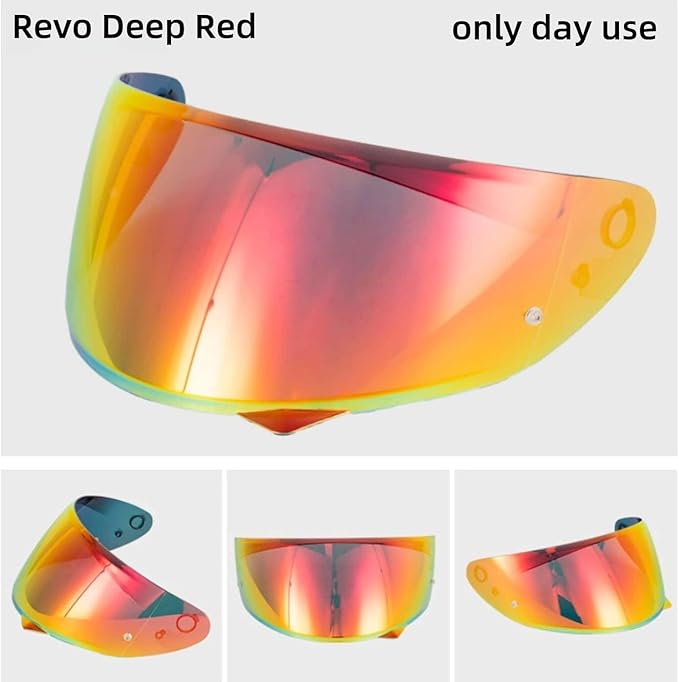 HJ-34P Visor Shield Replacement,HJC C10 Motorcycle Helmet Visor Compatible with HJ-34P HJC C10 UV Protection (Revo Deep Red)