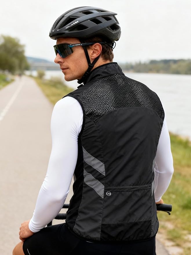 WOSAWE Men's High Visibility Cycling Wind Jacket Water Resistance Reflective Windbreaker
