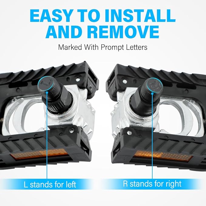 Folding Bike Pedals Mountain Bike Pedals Aluminum Alloy Bicycle Platfor-m Pedal with Reflective Strips,Non-Slip Wide Flat Cycling Pedal for E-Bike,Urban Commute,MTB Bikes