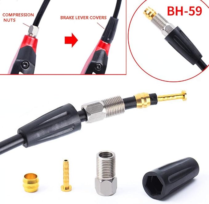 Farbetter 2500mm Bicycle Hydraulic Disc Brake Hose Complete Kit for Shimano BH59 System Included 4PCS Lever Covers, 4PCS Compression Nuts, 6PCS Protective sleeves, 5PCS Oliver and 5PCS Inserts (Black)