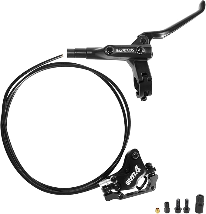 ZTZ 4-Piston Internal Routing Hydraulic Brake Set, Front 850mm and Rear 1600mm Hydraulic Disc Brake for eBike Mountain Bike,Pre-Bled Hydraulic Brake Kit with Mounting Adapter (Only Rear)