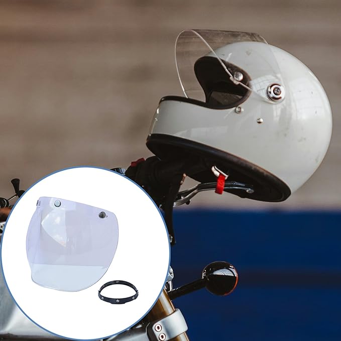 Motorcycle Bubble Visor Wind Shield Lens, Motorcycle 3-Snap Button Flip Up Down Universal Bubble Visor, Motorcycle Anti-UV Helmets Lens Universal for Standard 3-Snap Open Face Helmets