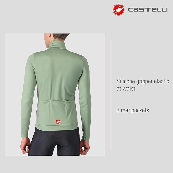 CASTELLI Men's Entrata Thermal Jersey, Long Sleeve Zip Up Fleece Insulated Base Layer for Winter Road Cycling I Gravel Biking