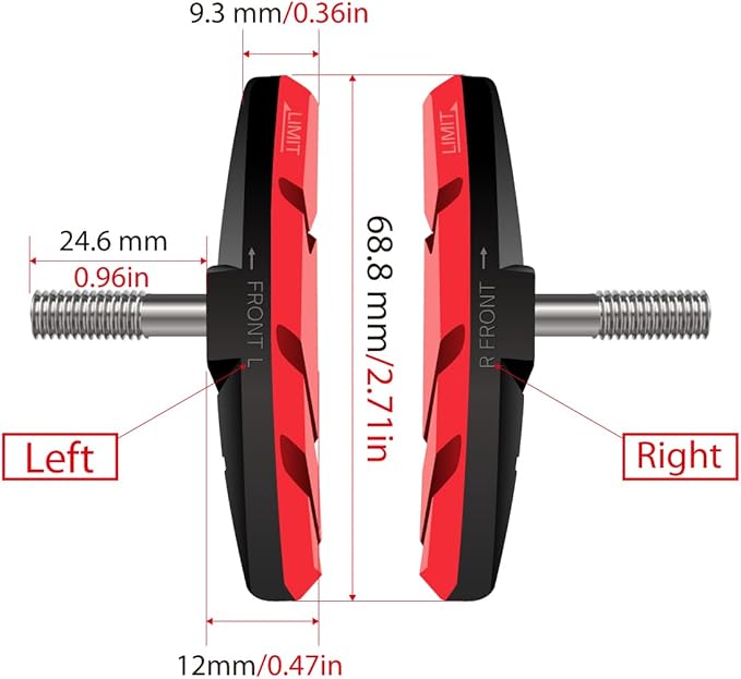 CNC 2 Pairs Bicycle V-Brake Pads, Bike 70mm V Brake Blocks Set, Cantilever Brake Pads Shoes for Mountain/Road/Kids/MTB/Children's/Cycle Bike Rim.