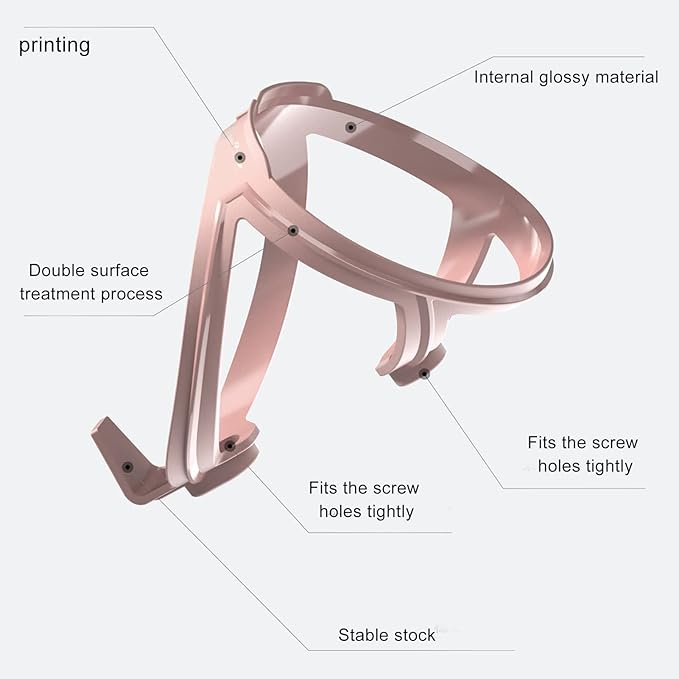 Bicycle Water Bottle Cage Holder Ultra Lightweight Durable Stable Bottle Mount for Road Mountain Bikes Outdoor Cycling Carbon Fiber Material 2.69oz (Pink)