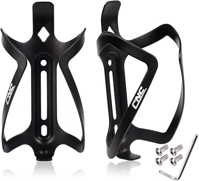 CNC Bike Water Bottle Holder, 2-Pack Bike Water Bottle Cage for Road Bike/Mountain Bike，Black