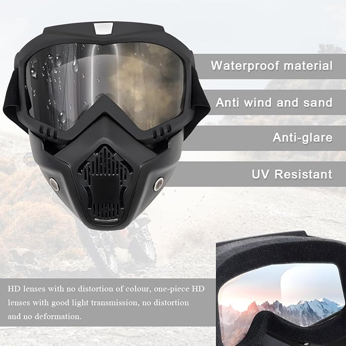 Motorcycle Helmet Goggles, Fog-Proof Goggle Face Protection Mask, Riding Racing Goggles For Men Women (Gray)